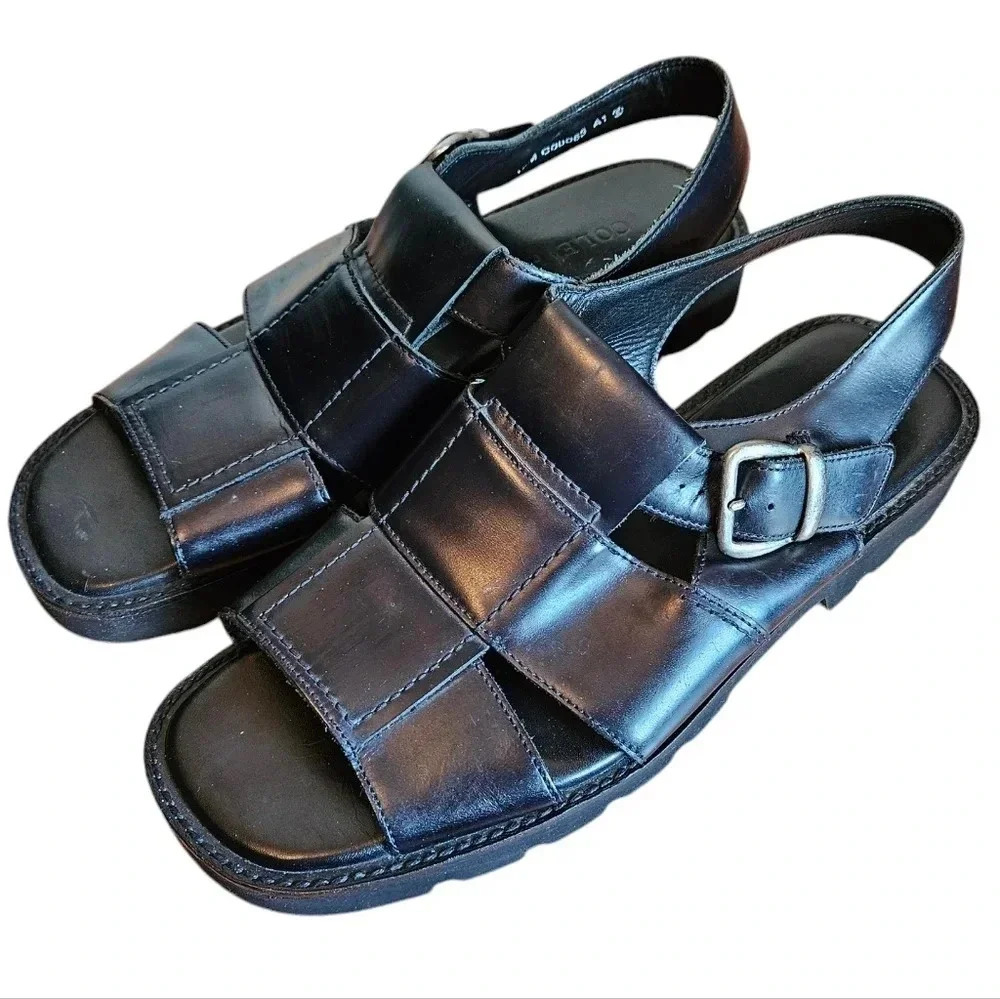 Cole Haan Leather Men's Fisherman Grandpacore Casual Black Sandals Shoes Size 10